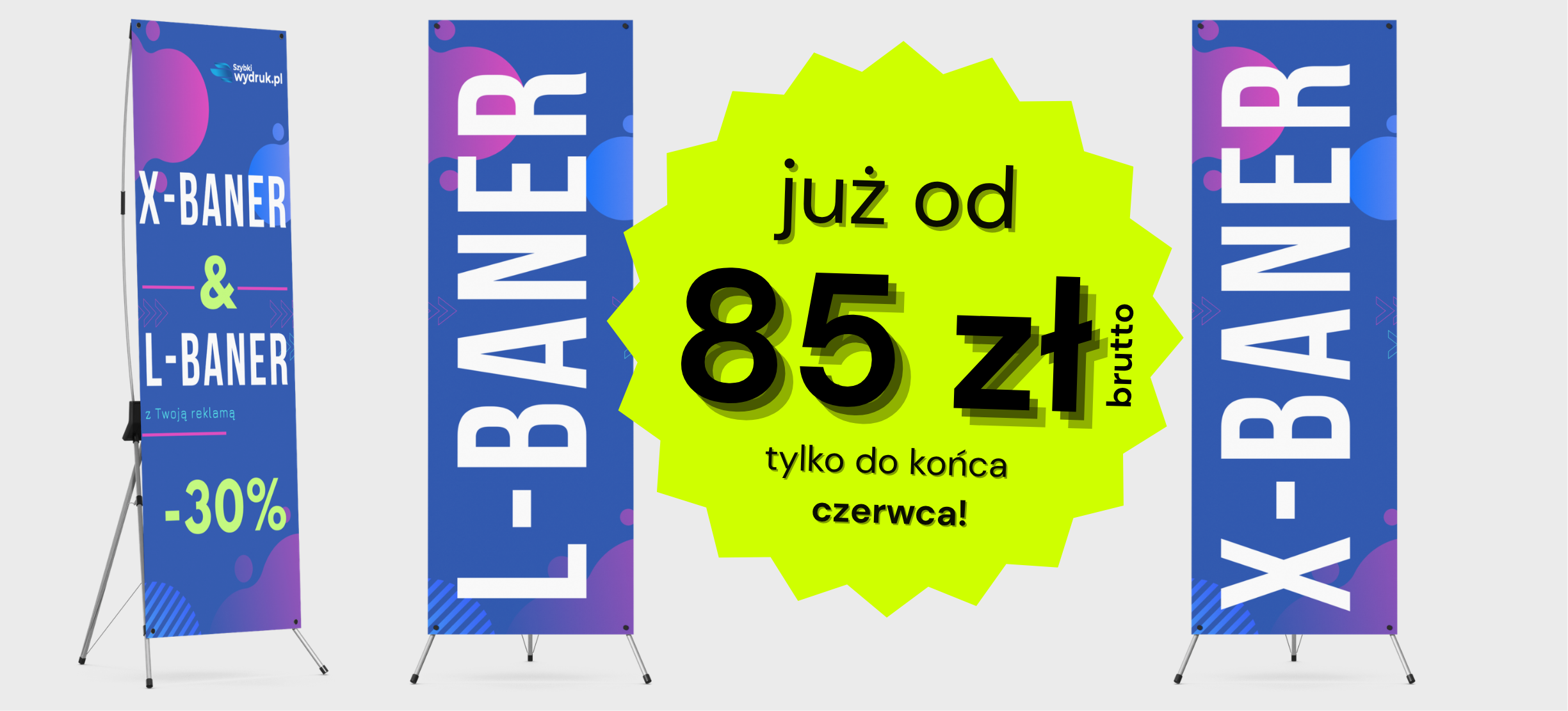 <h1 class="bg-color" data-color="#ebebeb" style="font-family: " open="" sans",="" helveticaneue,="" helvetica,="" arial;="" background-color:="" rgb(251,="" 251,="" 251);"=""><p style="text-align: center;"><span style="font-family: inherit; background-color: transparent;">L-Banery i X-Banery&nbsp; &nbsp;</span></p><p style="text-align: center;"><span style="font-family: inherit; background-color: transparent;">w promocyjnych </span><span style="font-family: inherit; background-color: transparent;">cenach – od 85 zł</span></p></h1><p style="text-align: left; color: rgb(90, 101, 115); font-family: " open="" sans",="" helveticaneue,="" helvetica,="" arial;="" font-size:="" 12px;="" background-color:="" rgb(251,="" 251,="" 251);"=""><br></p><p><br></p>