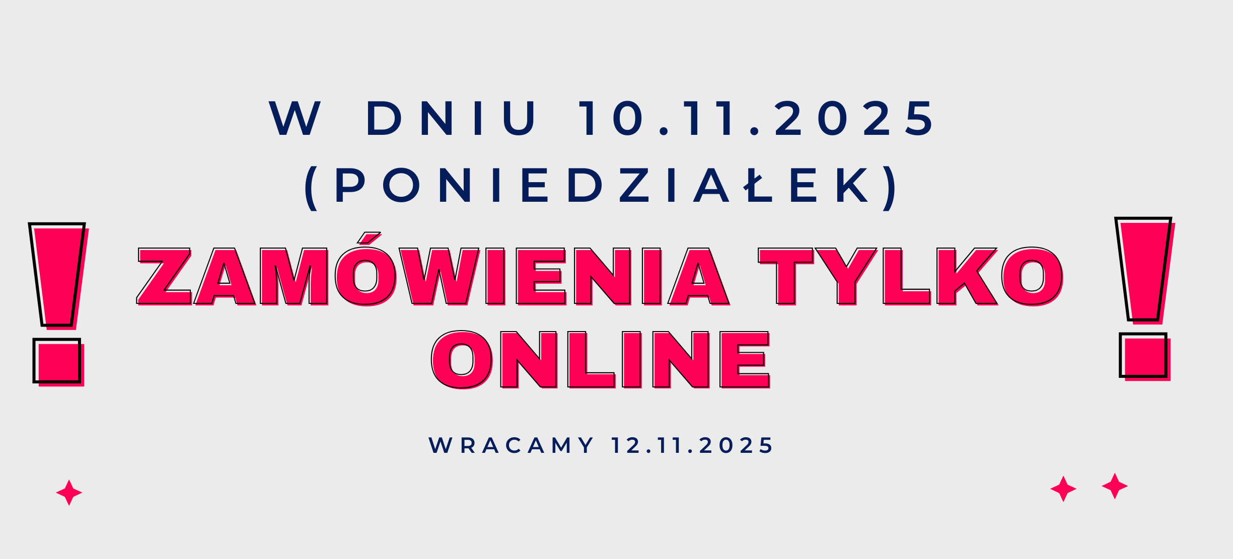 <h1 class="bg-color" data-color="#ebebeb" style="text-align: center; " open="" sans",="" helveticaneue,="" helvetica,="" arial;"=""><sup>Uprzejmie informujemy, że <strong data-start="161" data-end="211">drukarnia będzie nieczynna w dniu 10 listopada</strong>.</sup></h1><p><br></p>