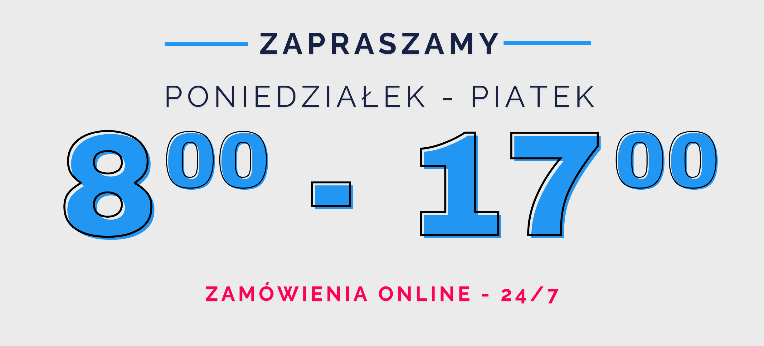<h1 class="bg-color" data-color="#ebebeb" style="text-align: center;">Zmiana godzin otwarcia</h1>
<p>Wracamy do Was z wydłużonymi godzinami otwarcia.&nbsp;&nbsp;</p><p>Zapraszamy od poniedziałku do piątku w godzinach 8:00 - 17:00!&nbsp;</p><p><br></p>