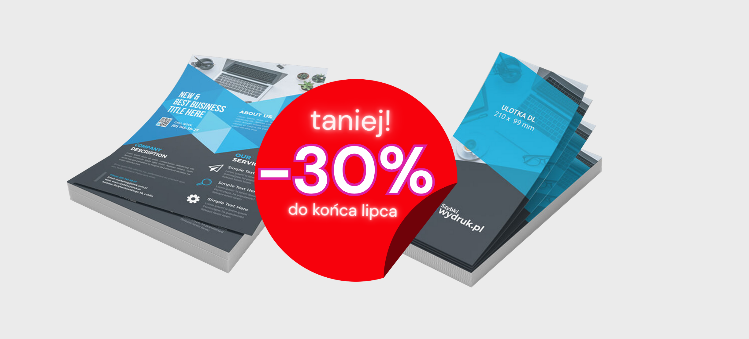 <h1 class="bg-color" data-color="#ebebeb" style="font-family: " open="" sans",="" helveticaneue,="" helvetica,="" arial;"="">Lipcowa promocja!  </h1><p>Tylko teraz wszystkie ulotki cięte aż <strong data-start="67" data-end="81">30% taniej</strong>! Skorzystaj z okazji – oferta ważna do 31 lipca!</p>